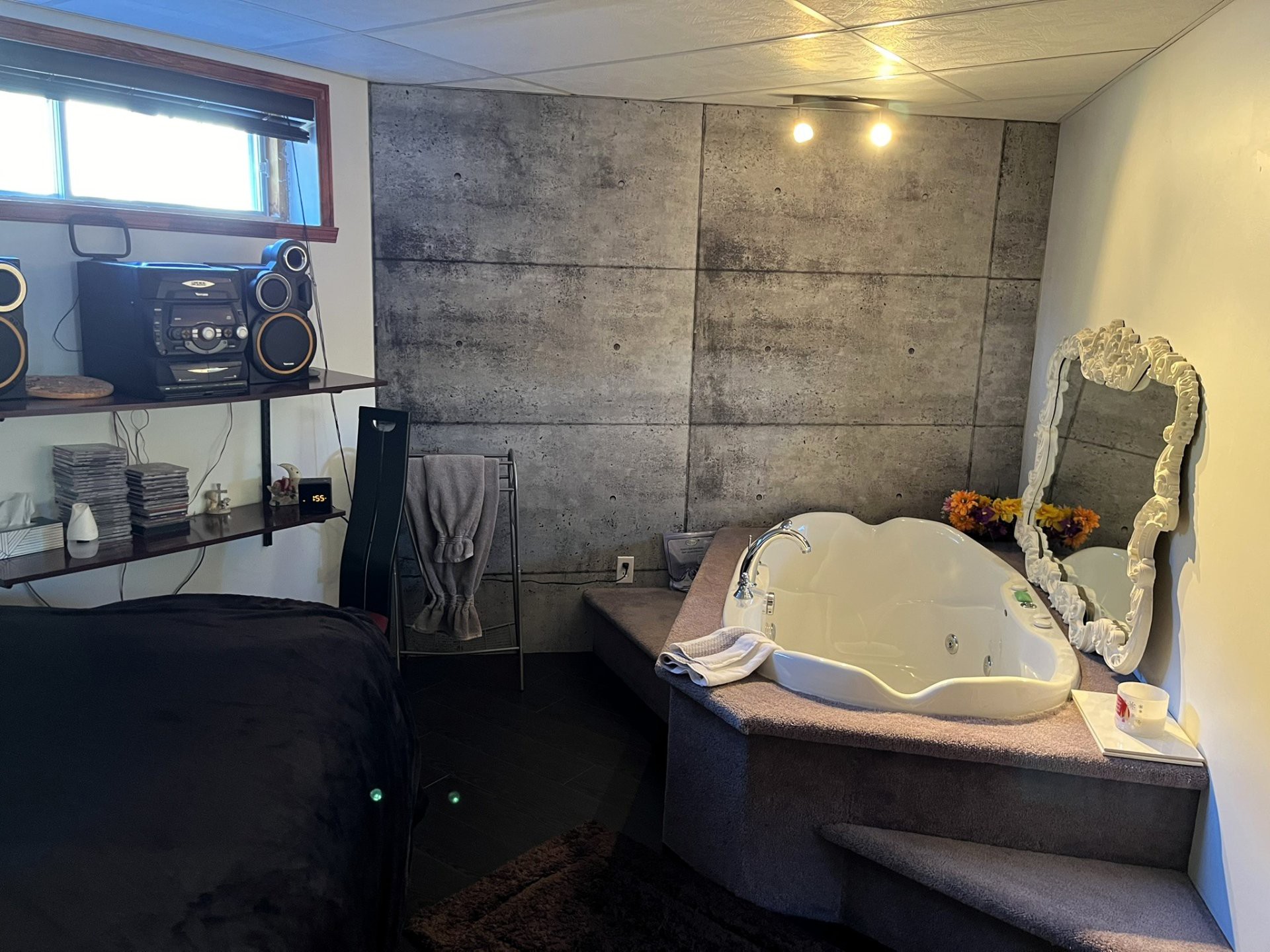 Chambre du sous-sol avec bain à remous