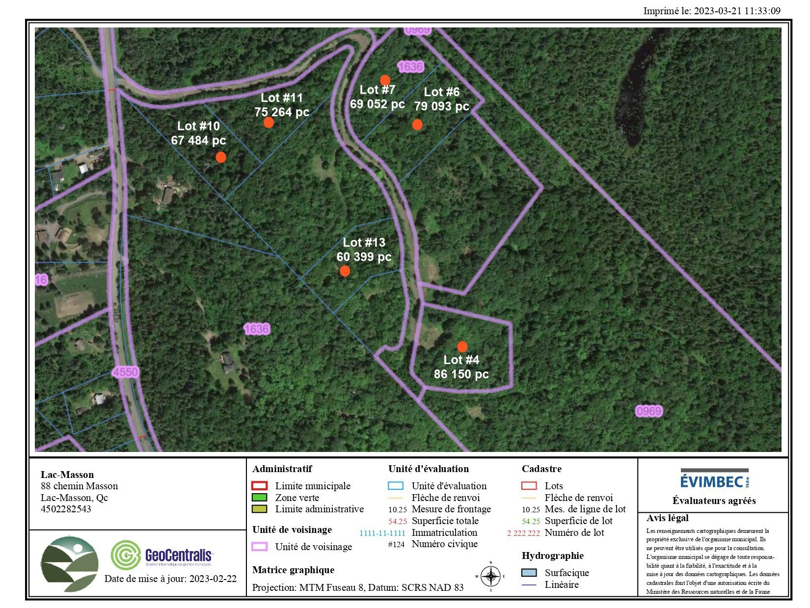 Plan des terrains