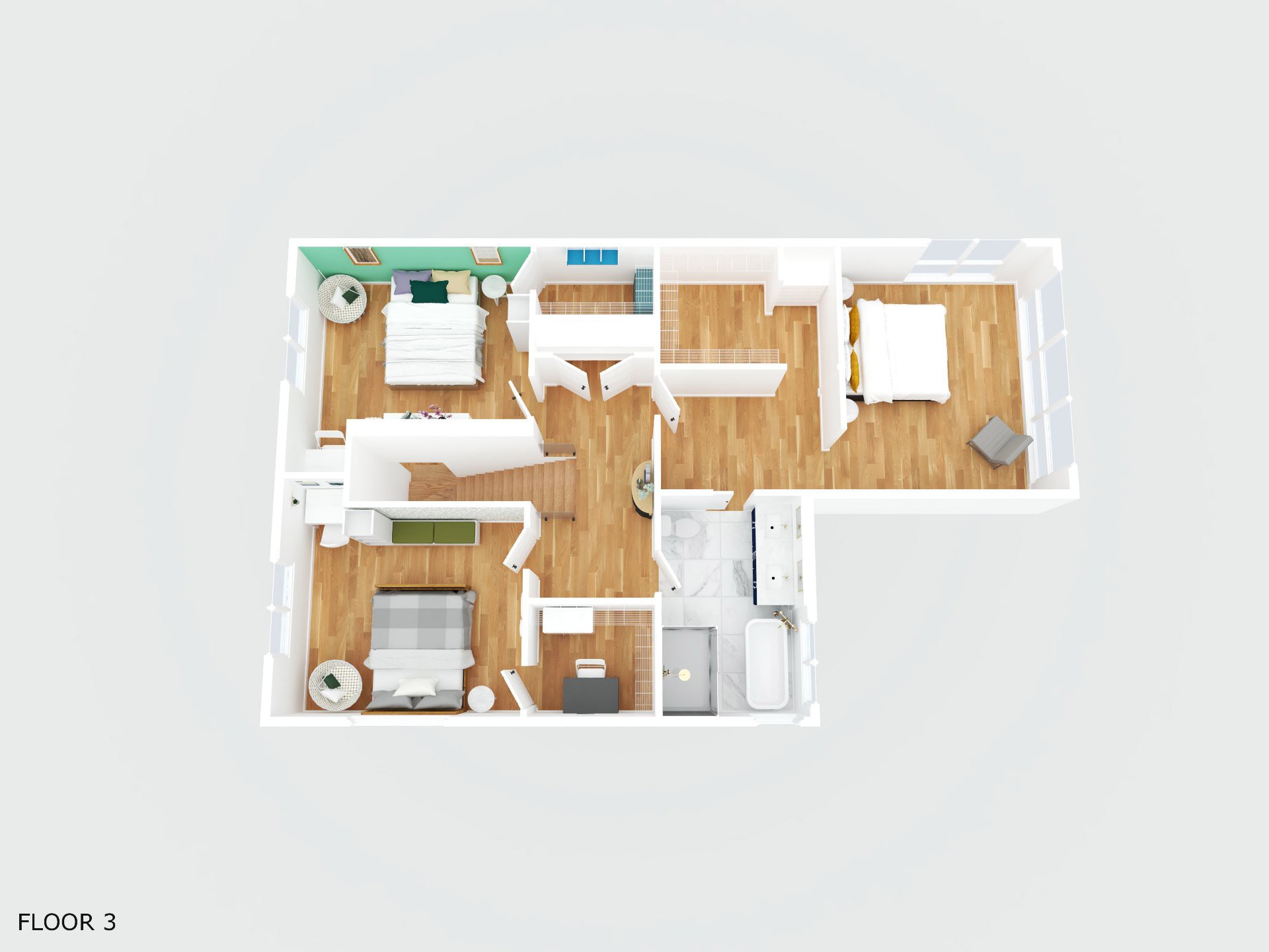 Plan 2 ième étage 3D